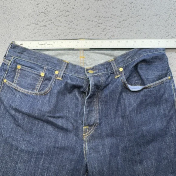 Sid Mashburn Jeans Mens 36x29 Blue Wide Leg Button Fly Indigo USA Made Tag 40x32